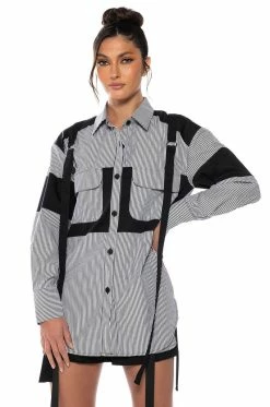 ALICE STRIPED CARGO BUTTON DOWN