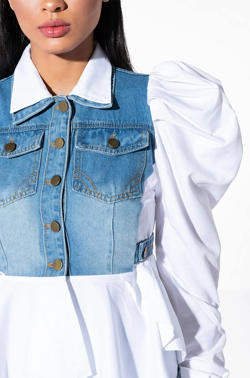 ALL ABOUT YOU DENIM TOP WITH SATIN CONTRAST - Image 6