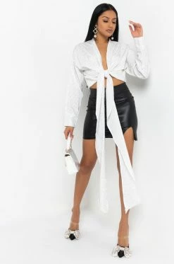 ROWLING TIED UP RHINESTONE BLOUSE