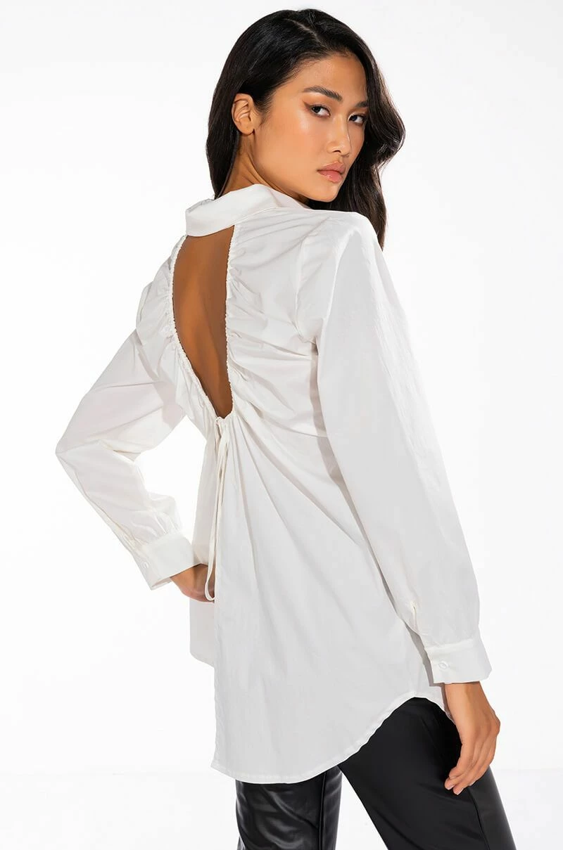 ALLURE OPEN BACK BUTTON DOWN BLOUSE - Image 2