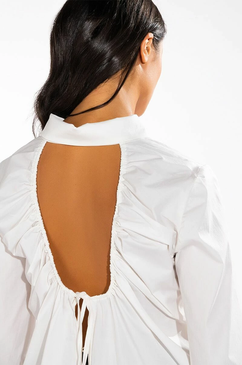 ALLURE OPEN BACK BUTTON DOWN BLOUSE - Image 7
