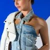 ANGELICA DENIM BUTTON DOWN COLLAR CORSET TOP