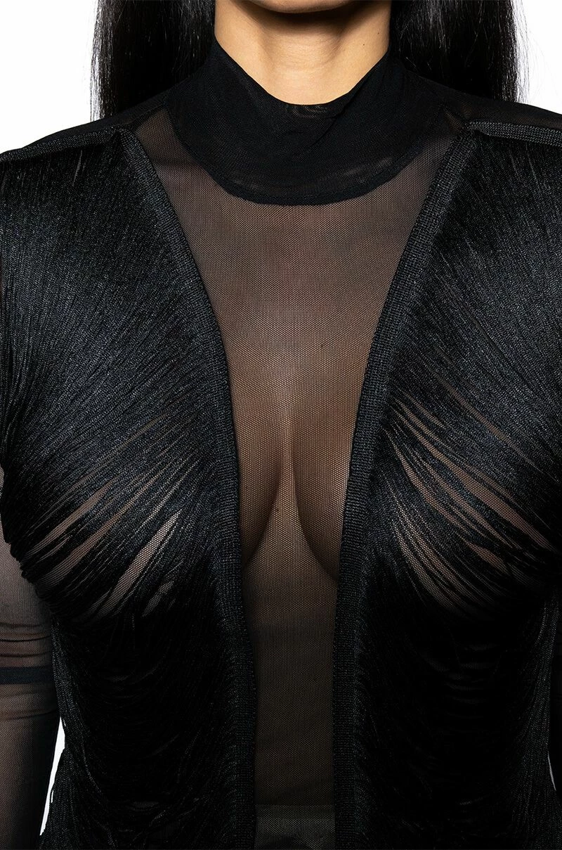 ANNIKA FRINGE DETAIL LONG SLEEVE MESH TOP - Image 8