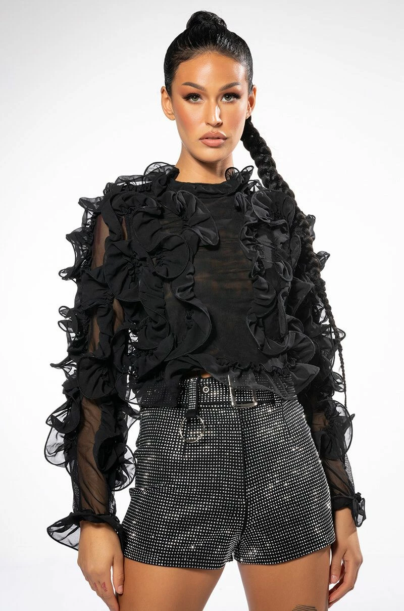 AT THE PREMIERE RUFFLE DETAIL LONG SLEEVE BLOUSE - Image 2