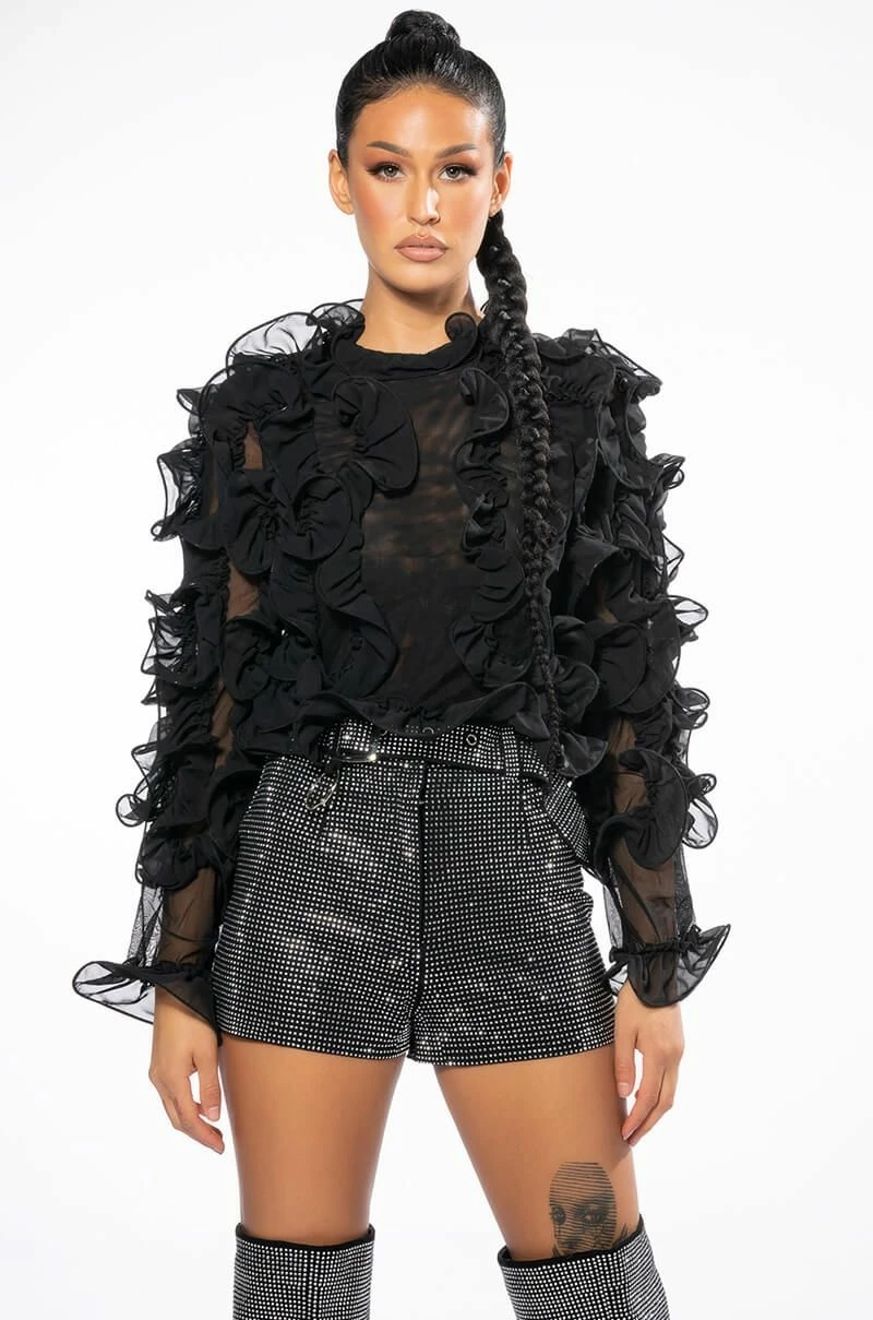 AT THE PREMIERE RUFFLE DETAIL LONG SLEEVE BLOUSE - Image 4