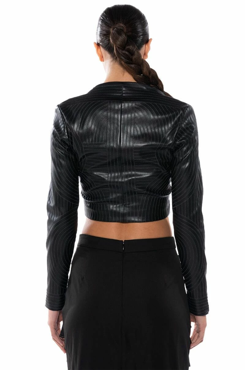 BADDIE FAUX LEATHER SQUARE NECK ZIP FRONT TOP - Image 6
