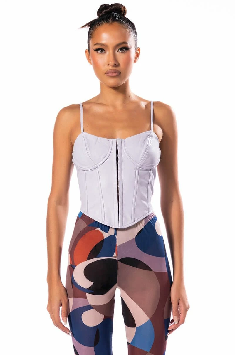 BE ABOUT IT SLEEVELESS FAUX LEATHER CORSET - Image 3