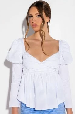 BELLE OF THE BALL PEPLUM PUFF SLEEVE BLOUSE