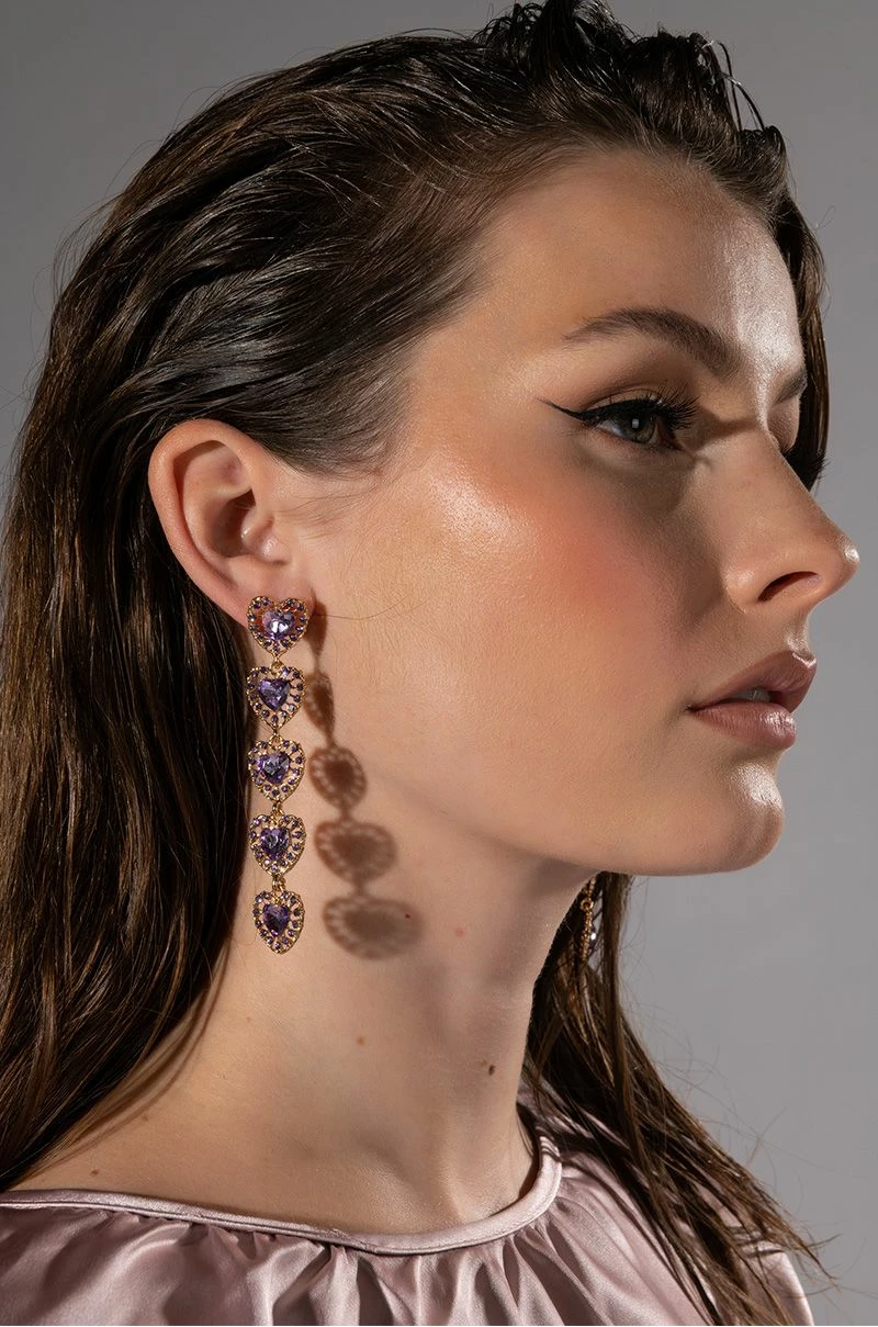 BOTTOM OF MY HEART RHINESTONE GEM DROP EARRINGS - Image 3