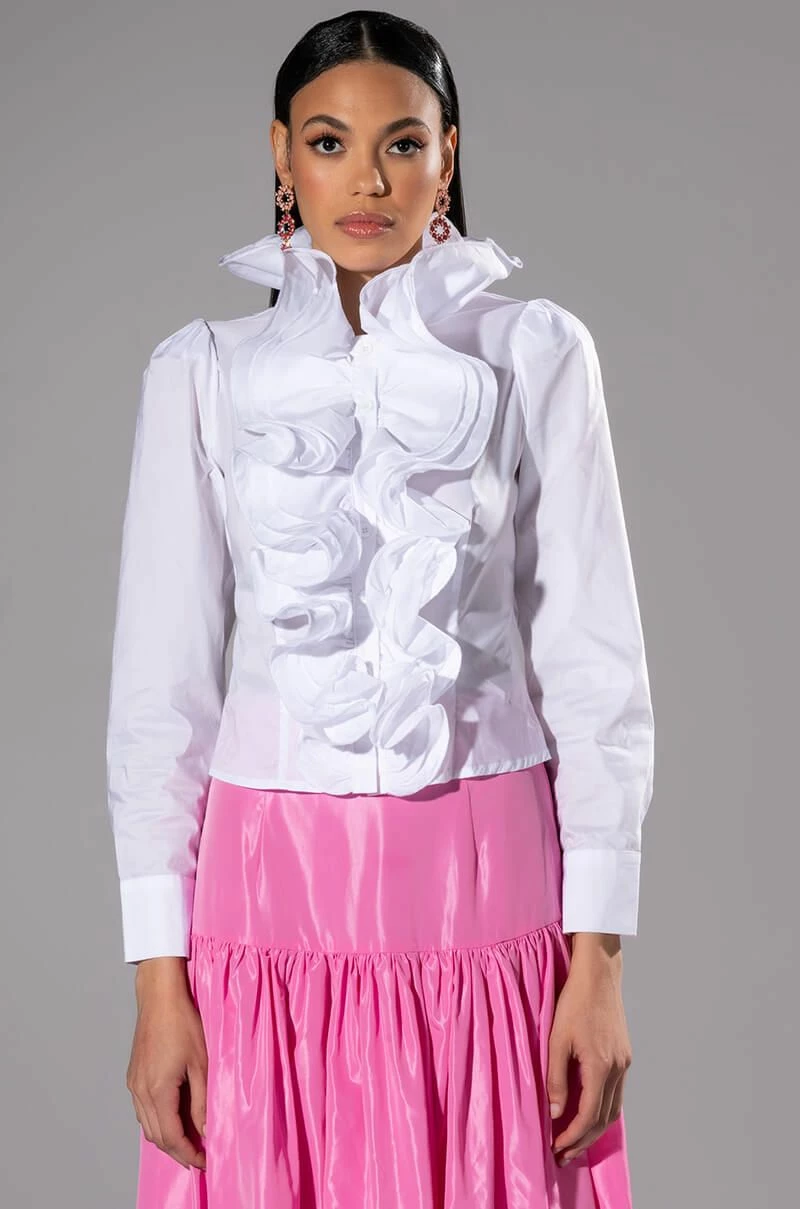 CALISTA STATEMENT RUFFLE COLLAR BUTTON DOWN BLOUSE - Image 4