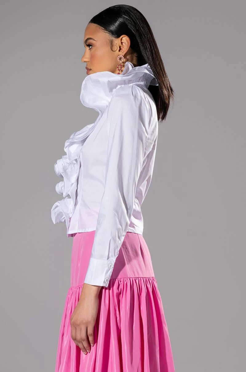 CALISTA STATEMENT RUFFLE COLLAR BUTTON DOWN BLOUSE - Image 5