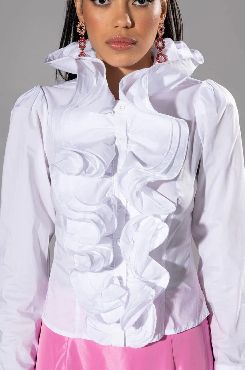 CALISTA STATEMENT RUFFLE COLLAR BUTTON DOWN BLOUSE - Image 7