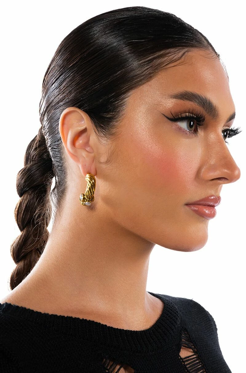 CHAMPAGNE CHIC EMBELLISHED HALF HOOPS - Image 3