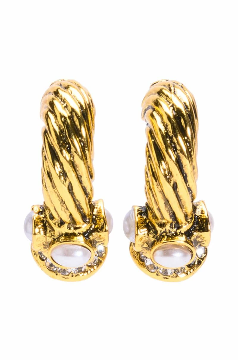 CHAMPAGNE CHIC EMBELLISHED HALF HOOPS