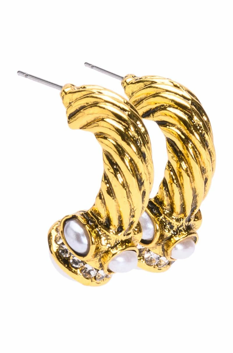 CHAMPAGNE CHIC EMBELLISHED HALF HOOPS - Image 2