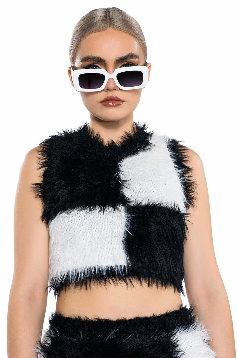 CHECKMATE SIR FUZZY CROP TOP