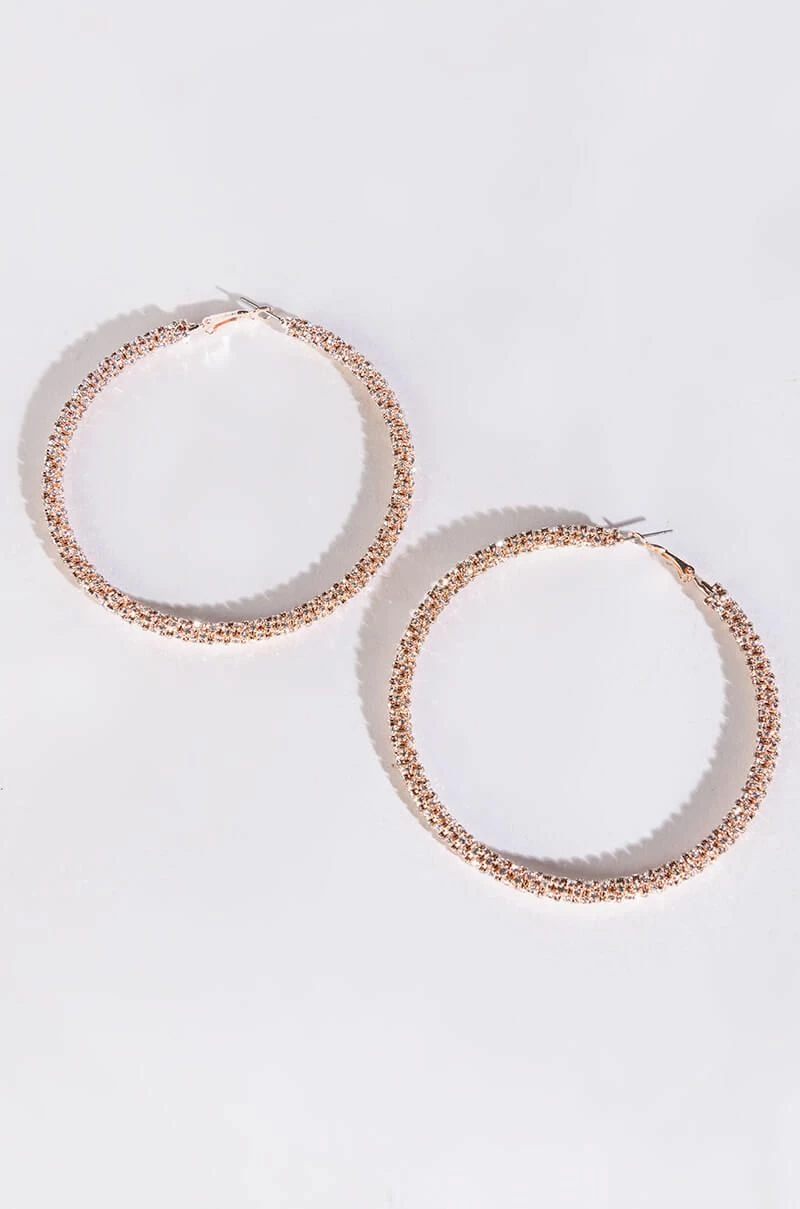 CLUSTERS ROSE GOLD 80MM RHINESTONE HOOPS