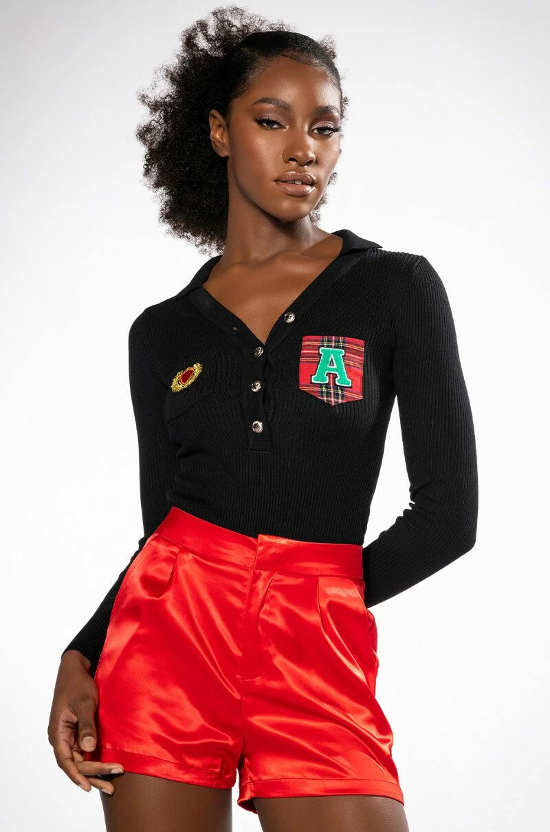 COLLEGIATE STUDY HALL LONG SLEEVE BUTTON DOWN BODYSUIT - Image 2