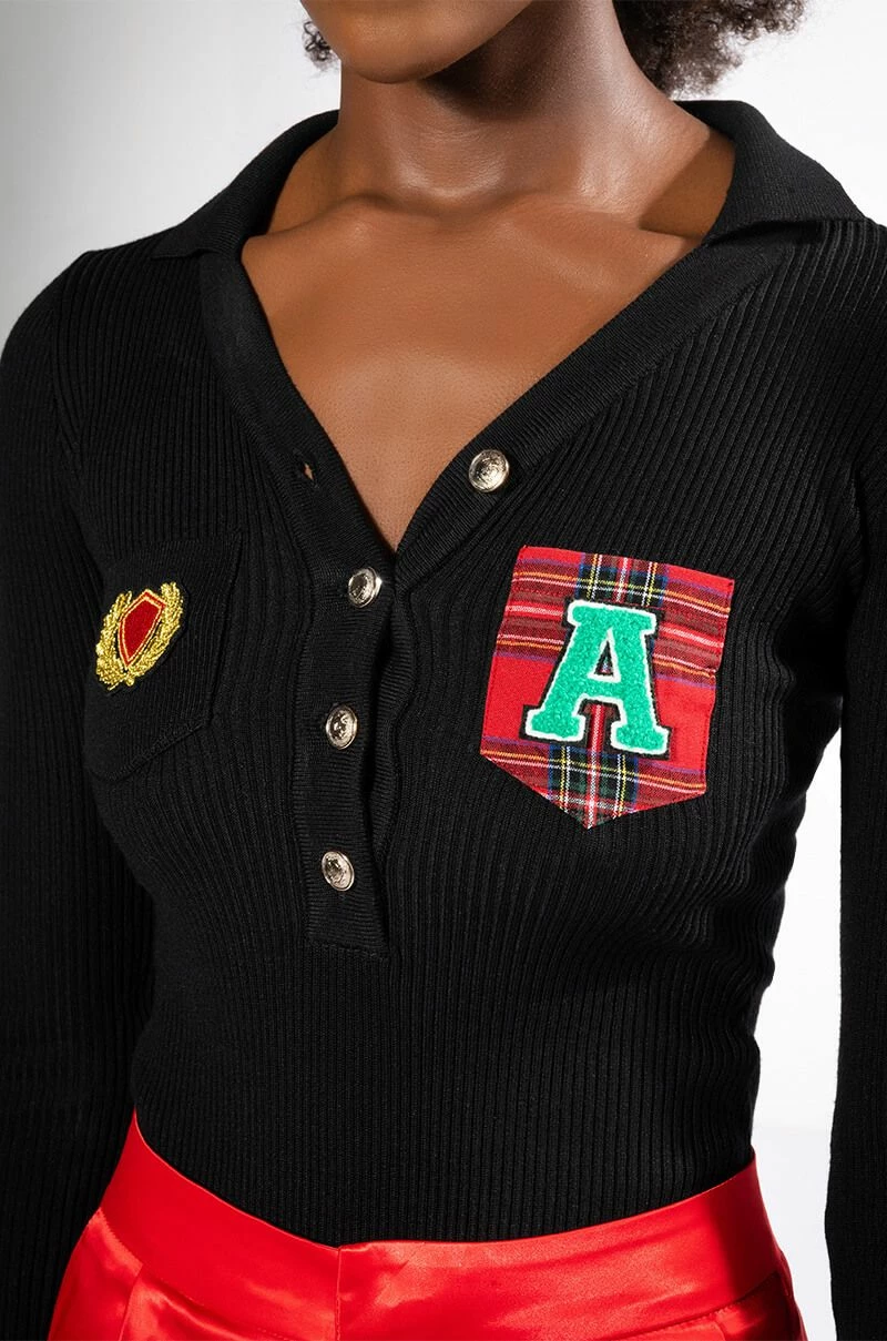 COLLEGIATE STUDY HALL LONG SLEEVE BUTTON DOWN BODYSUIT - Image 8