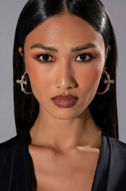 CROSS MY HEART EMBELLISHED HOOPS