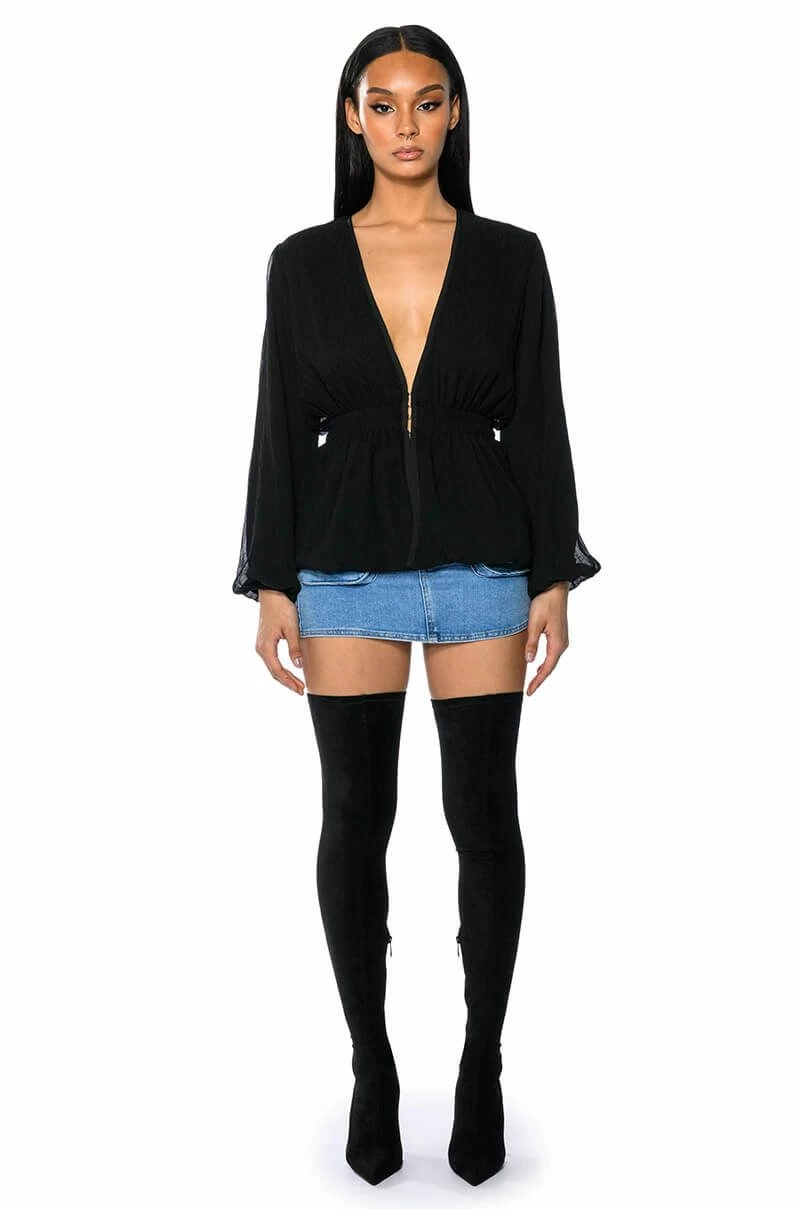 DAHLIA DEEP V PEPLUM BLOUSE - Image 2