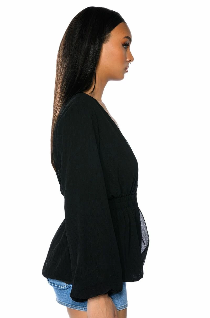 DAHLIA DEEP V PEPLUM BLOUSE - Image 3