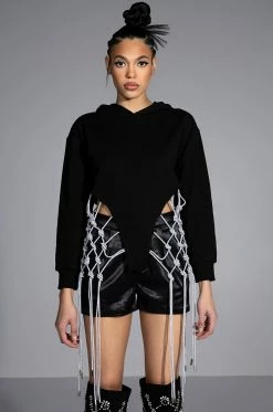 DAY N NIGHT RHINESTONE FRINGE HOODIE