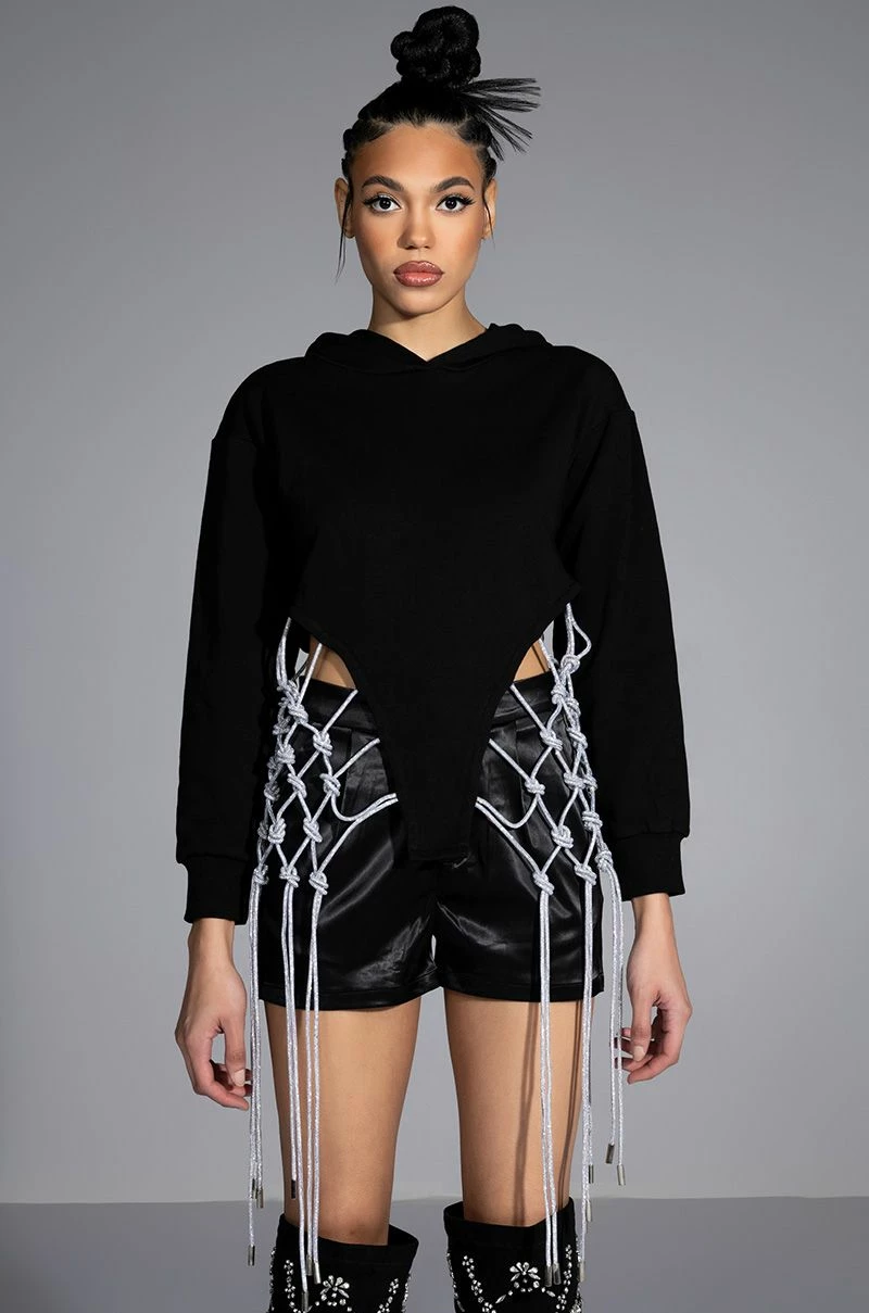DAY N NIGHT RHINESTONE FRINGE HOODIE