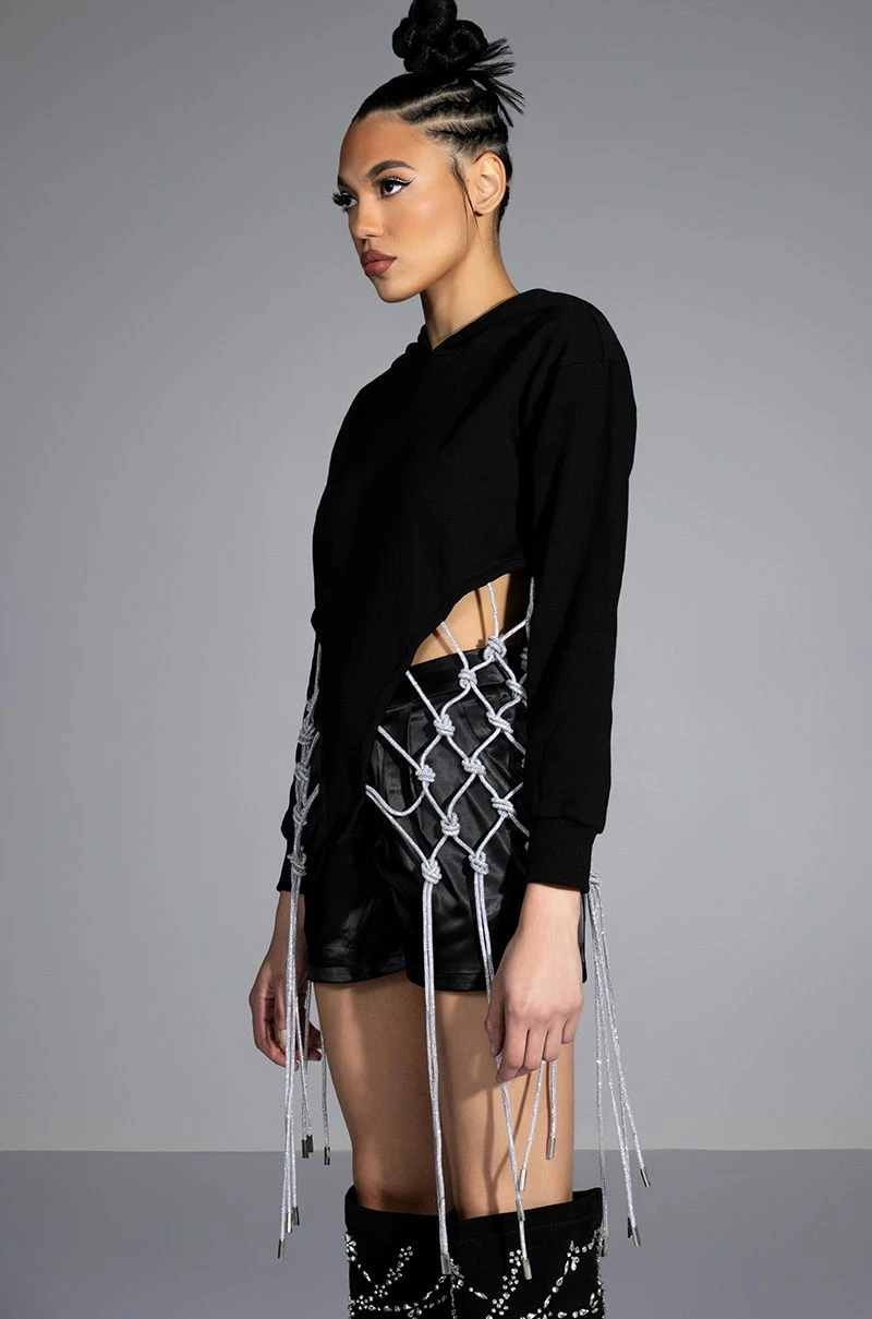 DAY N NIGHT RHINESTONE FRINGE HOODIE - Image 2