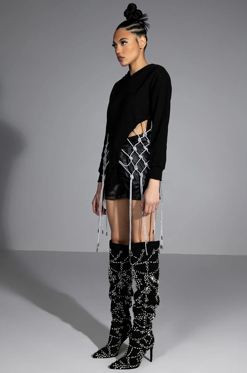 DAY N NIGHT RHINESTONE FRINGE HOODIE - Image 3