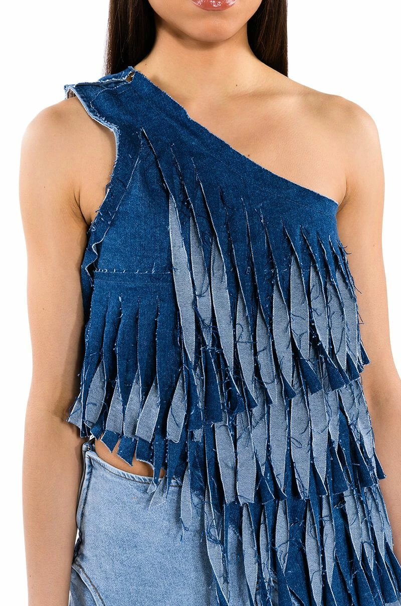 DESTINY DISTRESSED DENIM TOP - Image 7