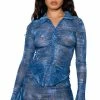 DIFFERENT THAN YOU DENIM PRINT MESH BUTTON DOWN