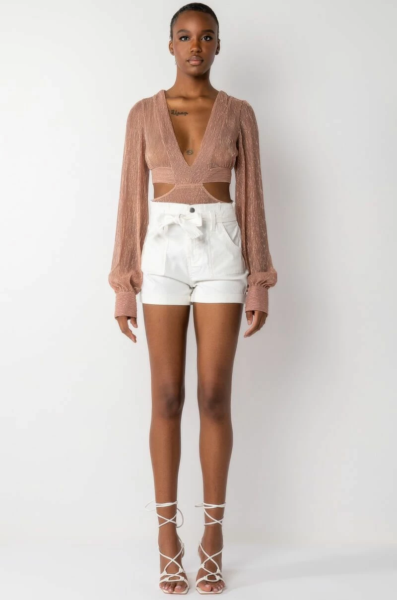 DISCO DIVA DEEP V LONG SLEEVE BODYSUIT WITH CUTOUTS - Image 7