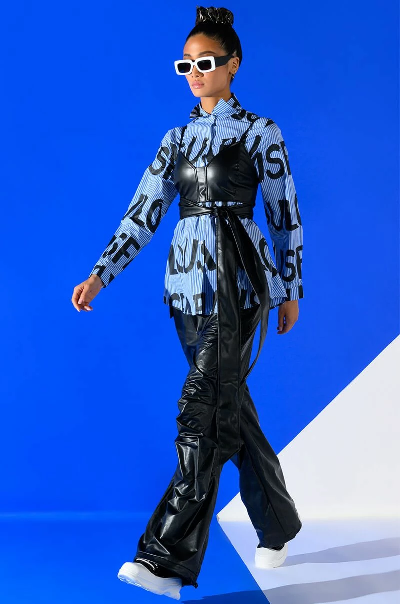 EFFORTLESSLY FAB BRA DETAIL LAYERED BUTTON DOWN BLOUSE - Image 2