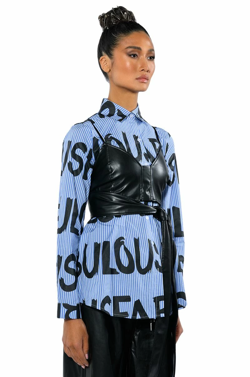 EFFORTLESSLY FAB BRA DETAIL LAYERED BUTTON DOWN BLOUSE - Image 6