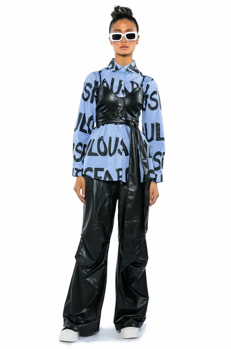 EFFORTLESSLY FAB BRA DETAIL LAYERED BUTTON DOWN BLOUSE - Image 7