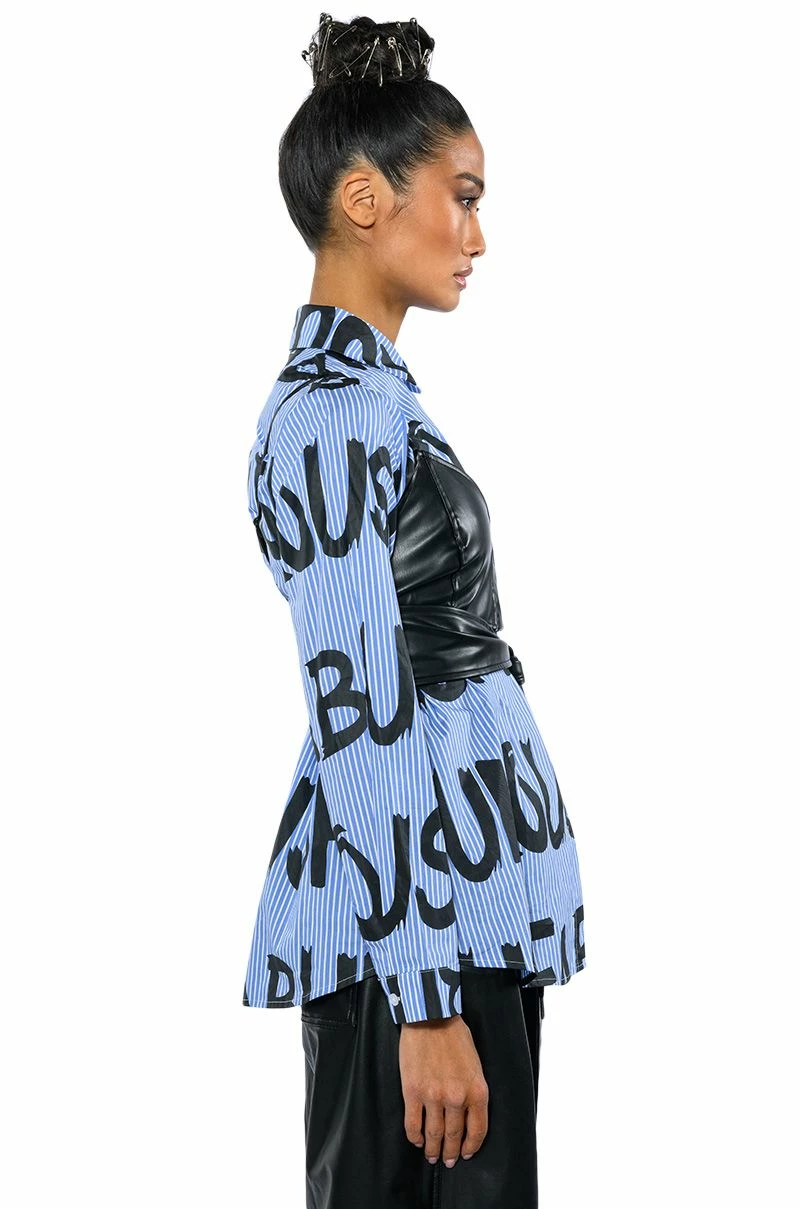 EFFORTLESSLY FAB BRA DETAIL LAYERED BUTTON DOWN BLOUSE - Image 8