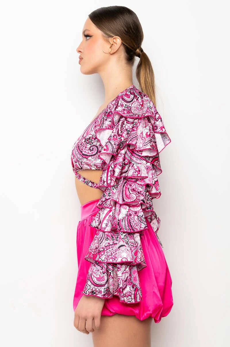 FEELING GROOVY TIE FRONT RUFFLE SLEEVE BLOUSE - Image 5