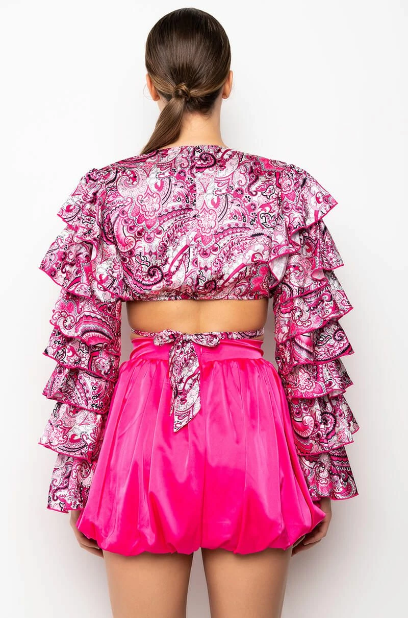 FEELING GROOVY TIE FRONT RUFFLE SLEEVE BLOUSE - Image 6