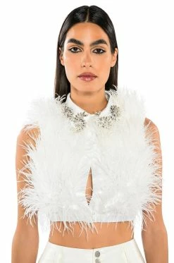 FEISTY SLEEVELESS FEATHER BLOUSE