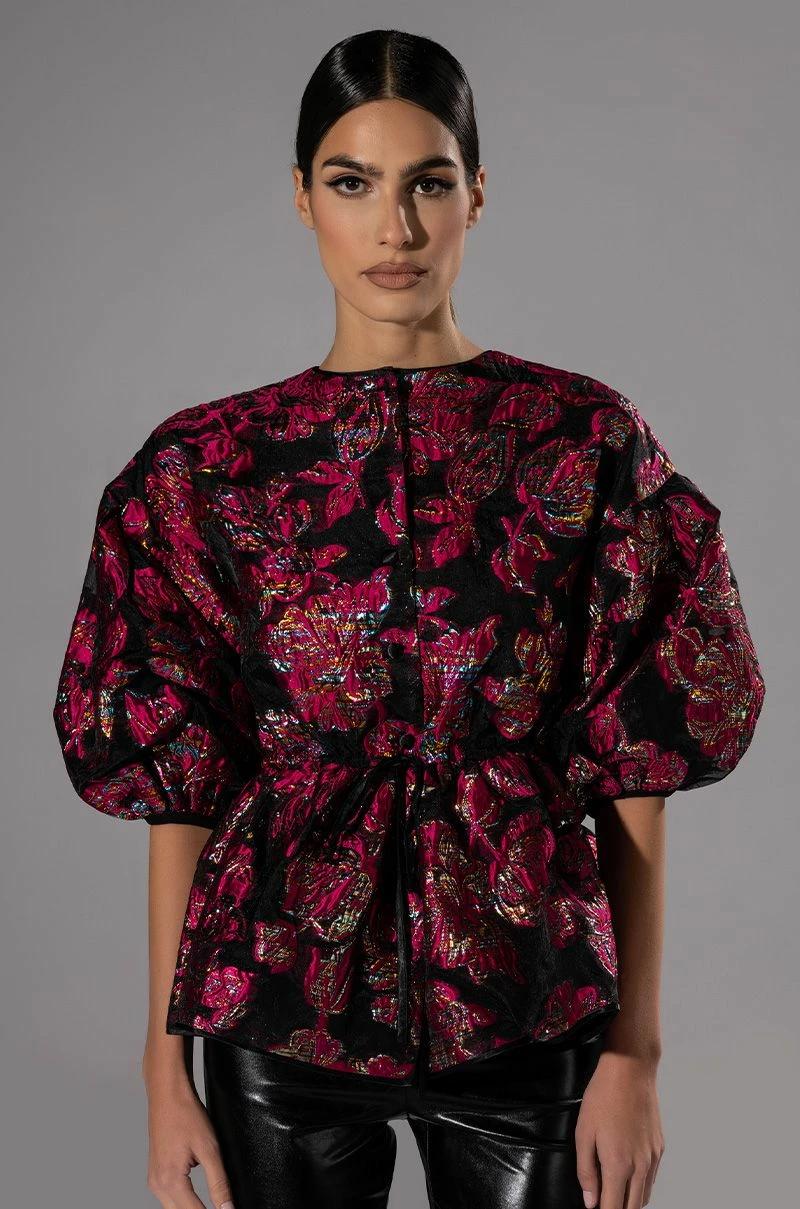 FIELD OF ROSES BROCADE BLOUSE