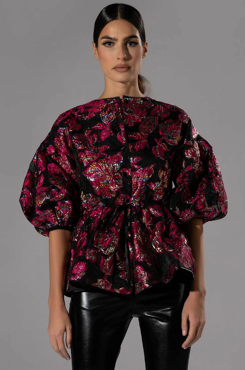 FIELD OF ROSES BROCADE BLOUSE - Image 3