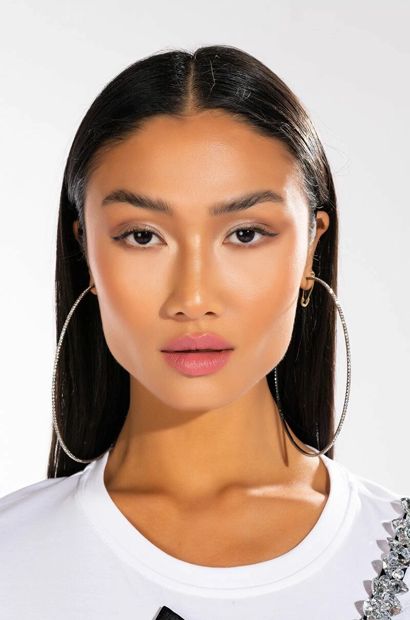 FINE LINE HEMATITE 100MM RHINESTONE HOOP - Image 3