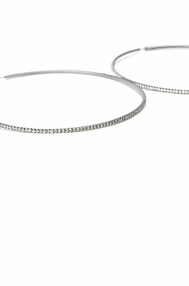 FINE LINE HEMATITE 100MM RHINESTONE HOOP - Image 2