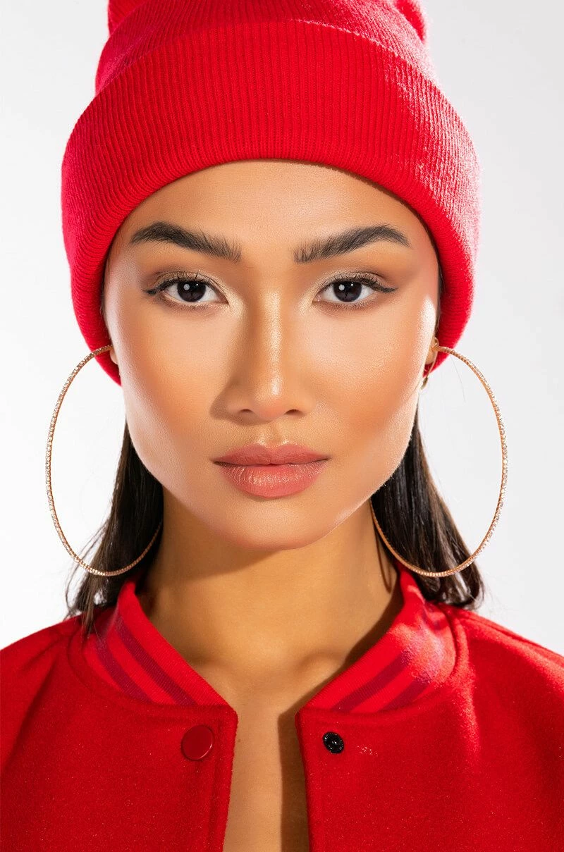 FINE LINE ROSE GOLD 80MM RHINESTONE HOOP - Image 2