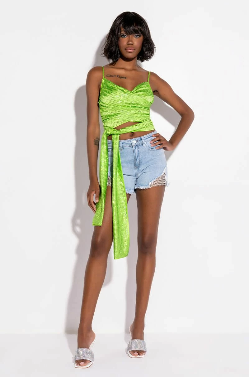 FIVE O'CLOCK SOMEWHERE SLEEVELESS RHINESTONE SATIN BLOUSE - Image 3