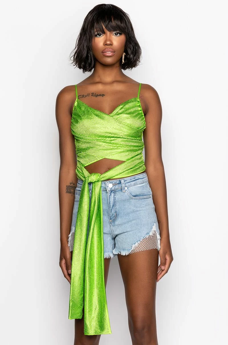 FIVE O'CLOCK SOMEWHERE SLEEVELESS RHINESTONE SATIN BLOUSE - Image 4