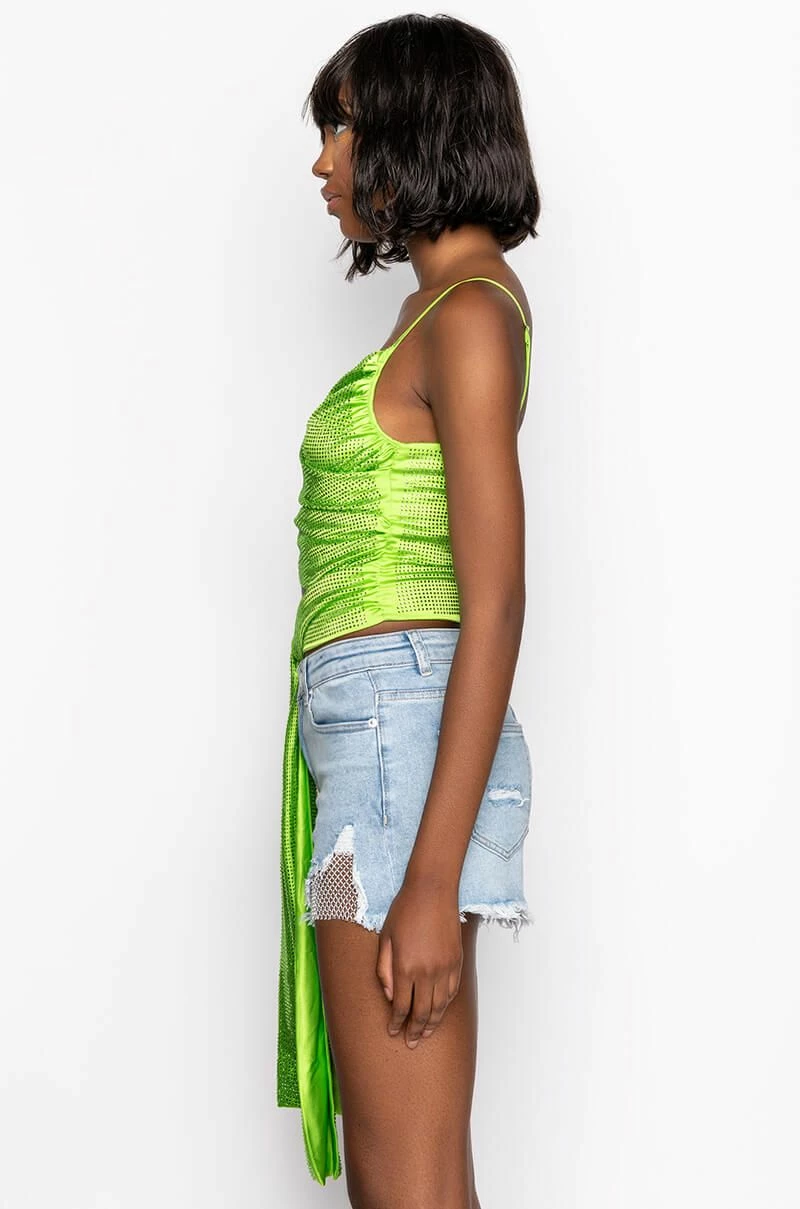 FIVE O'CLOCK SOMEWHERE SLEEVELESS RHINESTONE SATIN BLOUSE - Image 5