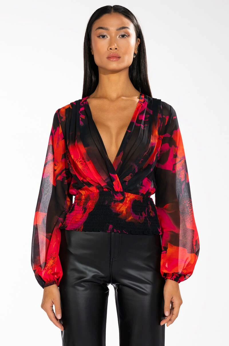 FOR THE THRILL OF IT LONG SLEEVE V NECK BLOUSE - Image 3