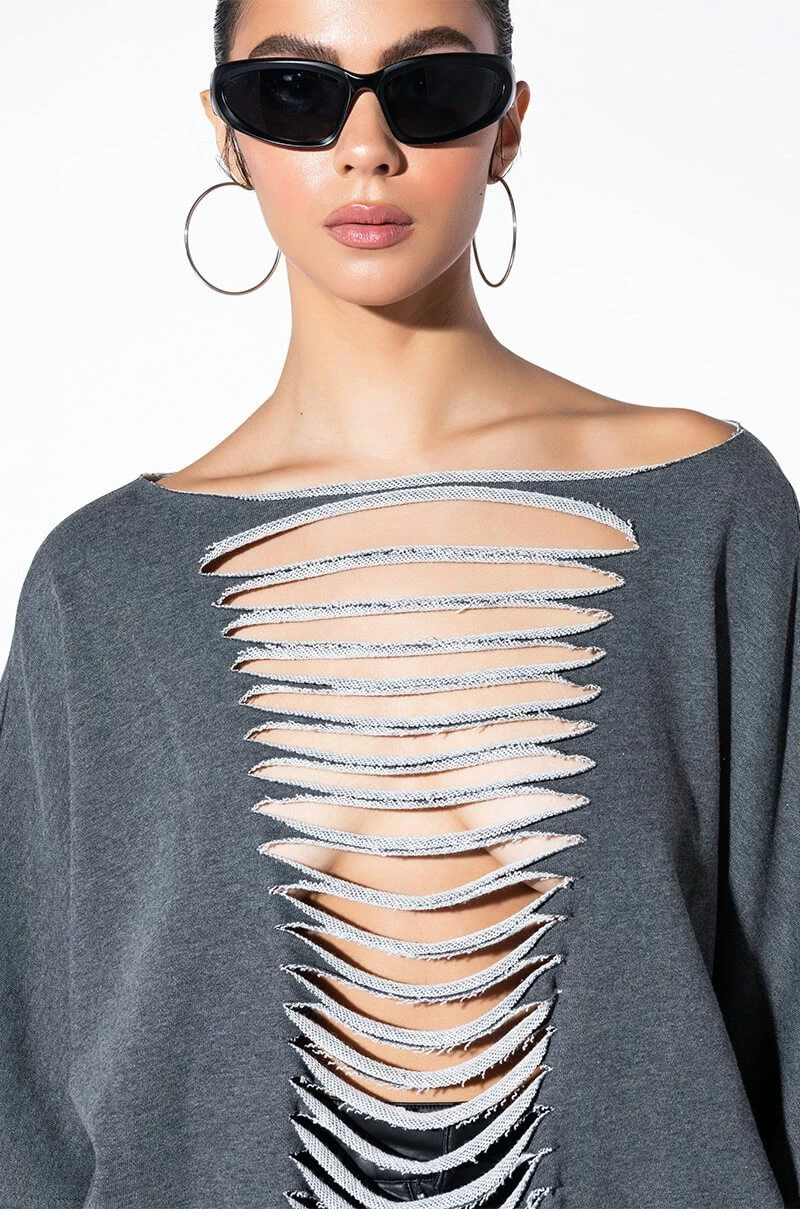 SPOTLIGHT SHREDDED ZIP SLEEVE SWEATSHIRT - Image 7